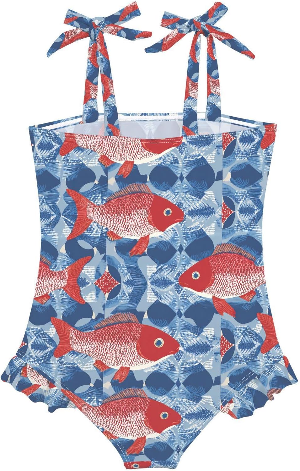 visesunny Toddler Girl Swimsuit Adjustable Strap Swimwear Japanese Red Fish Bathing Suits for Girls 18M-6Y