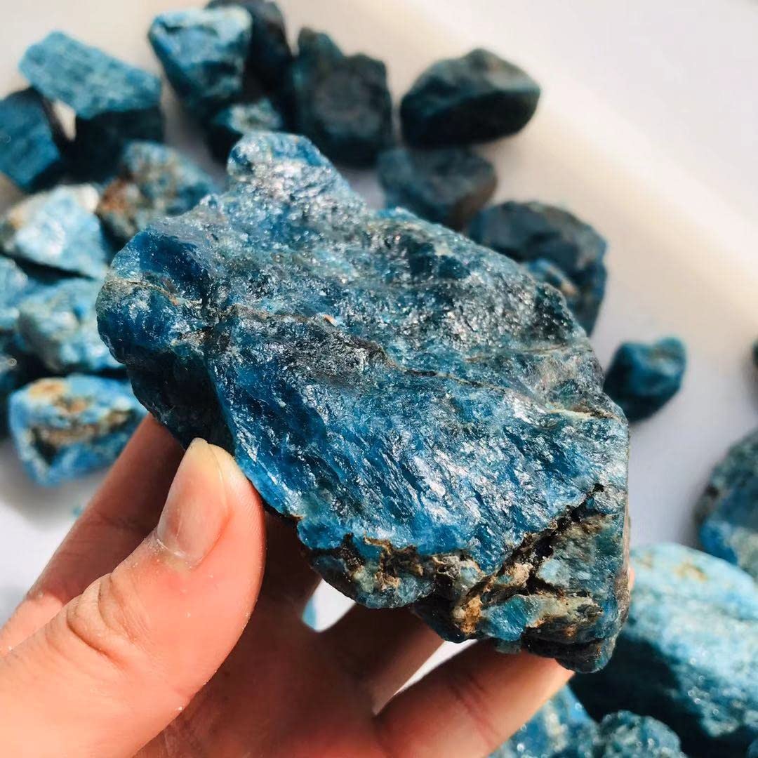Cristal d'Apatite Bleue brute minéral de quartz naturel 200G-500G pour décoration et Reiki
