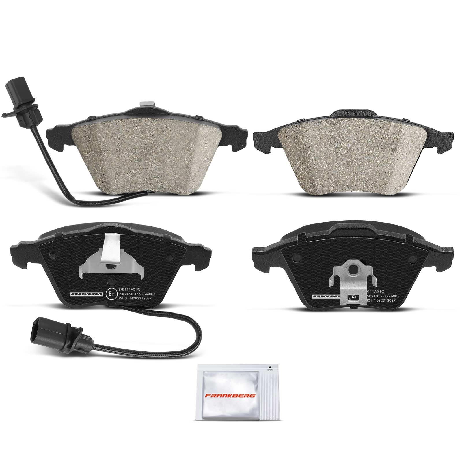 Frankberg Set di pastiglie dei freni incl. 4x Pastiglie dei Freni Anteriore Compatibile con A4 8E2 A6 Avant 4F5 A6 4F2 A4 Avant 8E5 A6 Allroad 4FH Replace# 480698157R,4F0698151D