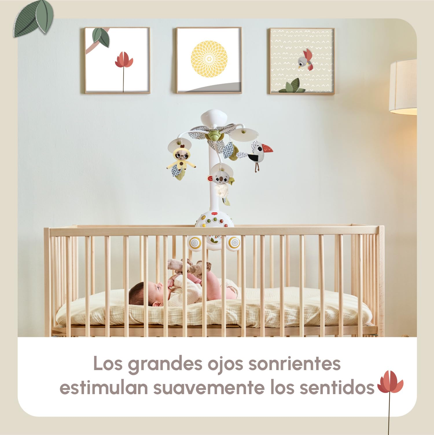Tiny Love Soothe 'n Groove Móvil, Móvil Cuna Bebé Musical 2 en 1, 0+ Meses, Convertible en Caja Música Portátil Independiente, Estimulación Visual, 18 Melodías, 40 Minutos Música Continua, Boho Chic