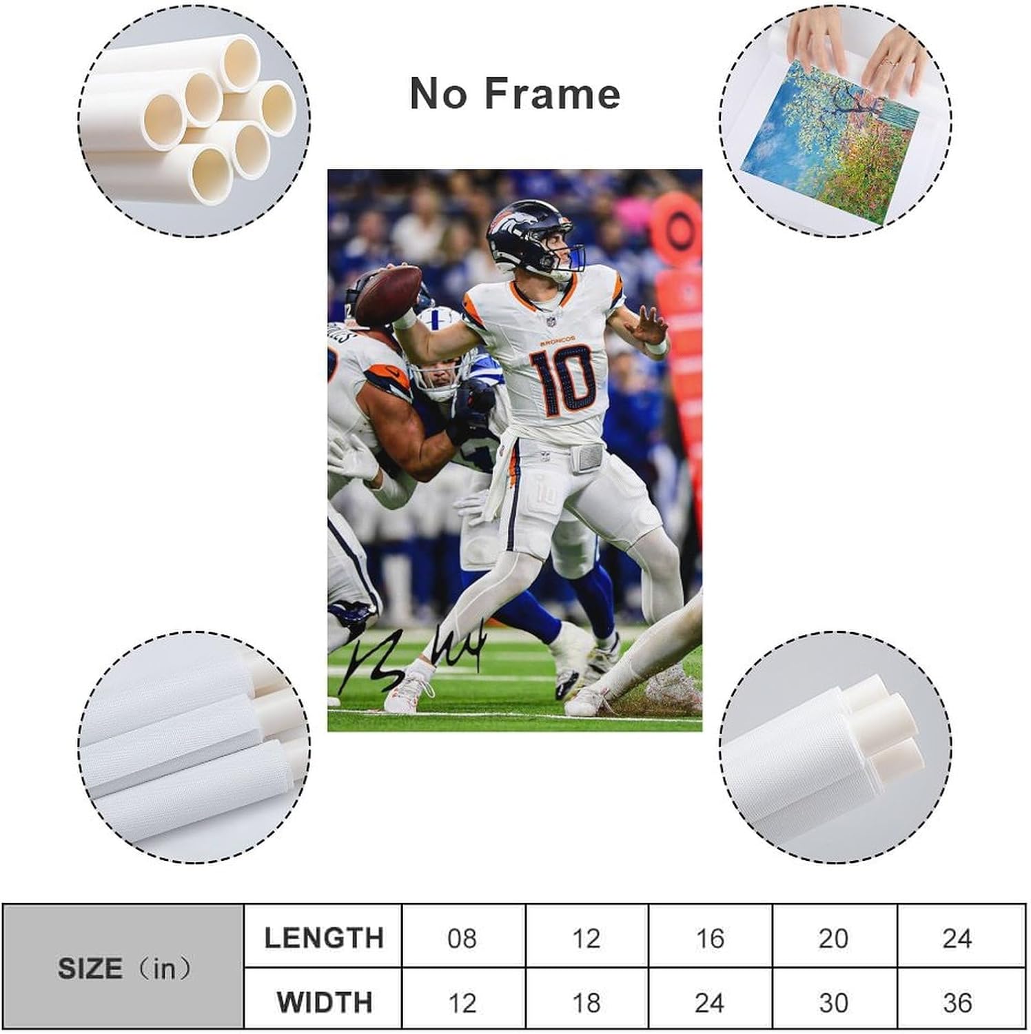 DQAZXCA American Football Player Bo Nix Classic Poster Canvas Painting Wall Art Poster for Bedroom Living Room Decor 16x24inch(40x60cm) image 2