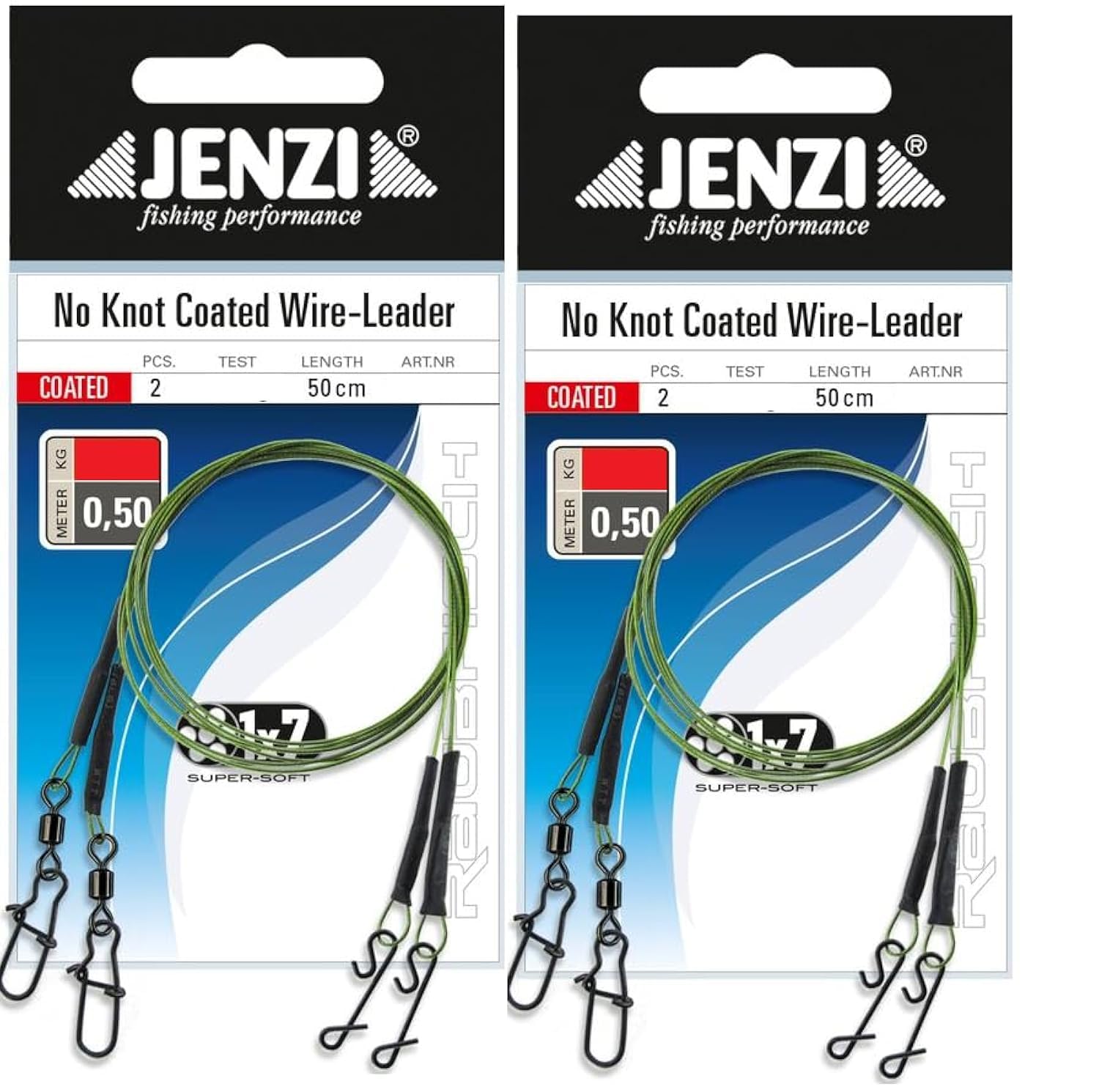 Jenzi Setale In Fluorocarbonio 4 Pezzi Con Girella E Connettore Senza Nodi - 9 A 27 Kg, 30 Cm - Perfetto Per La Pesca Di Lucioperca, Persico E Luccio