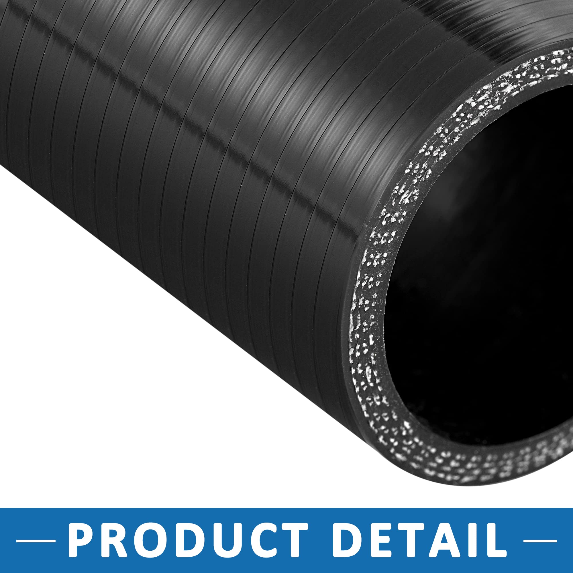 Raccord Coudé Droit En Silicone Pour Tuyau De Refroidissement Voiture - Dimensions 76mm, Diamètre Intérieur 1.77" (45mm) - Noir - Résiste à -60°C à 260°C