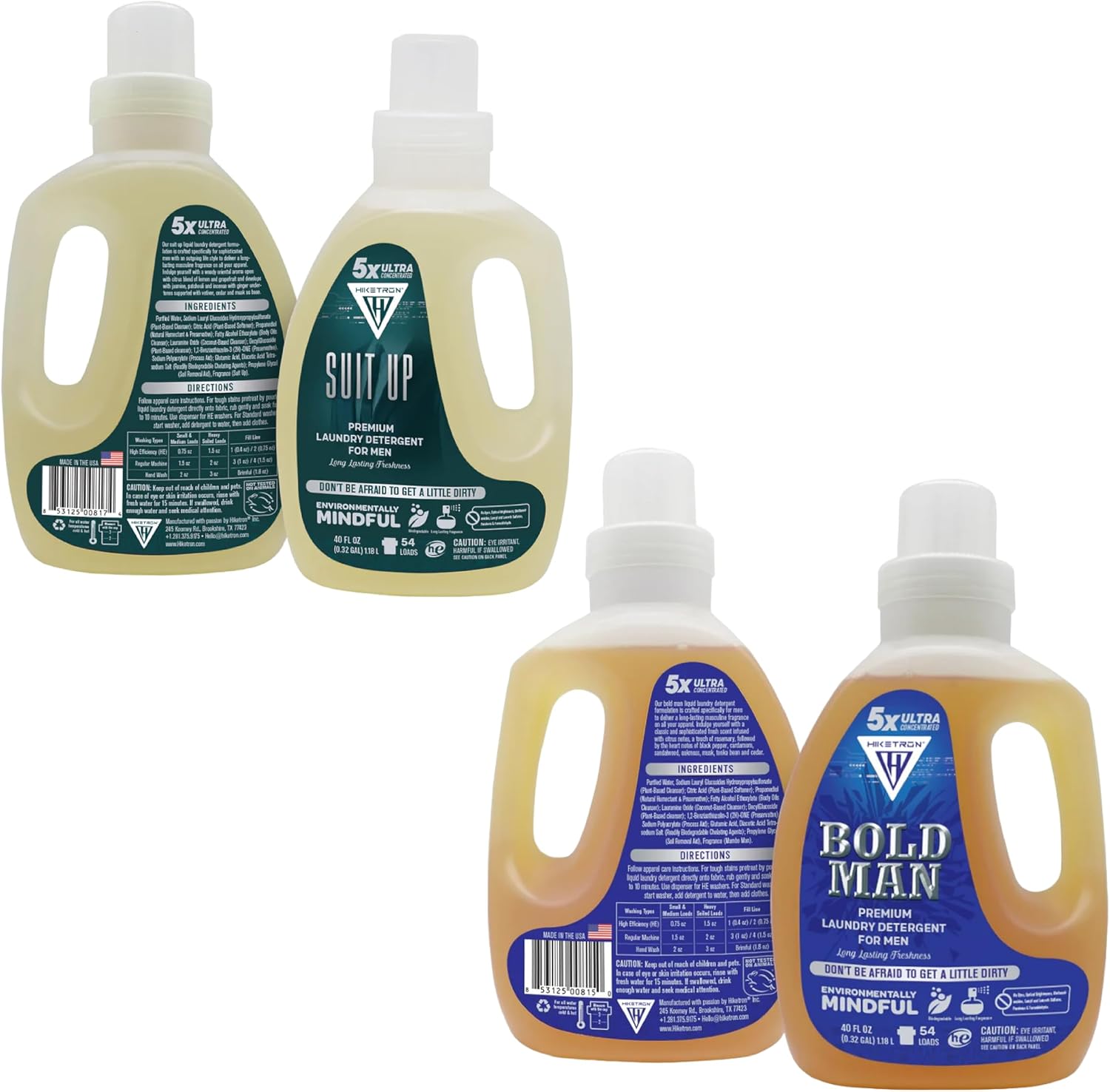Hiketron Bundle, Suit Up and Bold Man Liquid Laundry Detergent, 5x Ultra Concentrated, Tough Stains Remover Washing Detergent, Long Lasting Masculine Scent (80 Fl Oz, Pack of 2) image 4
