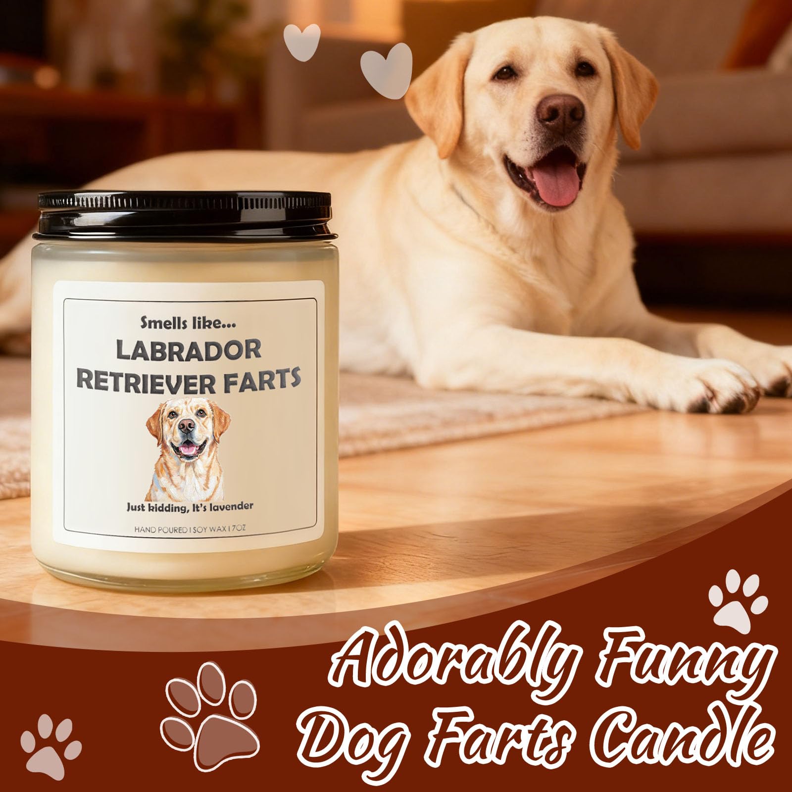 Labrador Retriever Decor, Labrador Retriever Gifts, Dog Fart Candle | Lavender Scent, Handcrafted with Natural Soy Wax