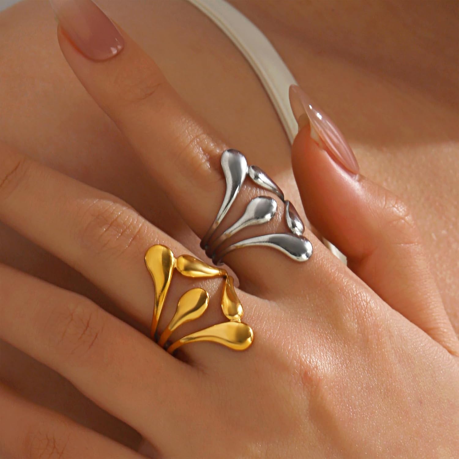 Irregular Adjustable Ring for Women Open Stackable Stainless Steel Ring Minimalist Statement Jewelry Dainty Boho Ring for Minimalist Style - Image 3