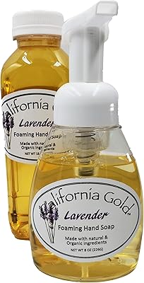 California Gold Artisan Soaps Lavender Foaming Hand Soap Natural and Organic 1-8 oz. Bottle with 16 oz. Refill Bottle (24 oz. total)