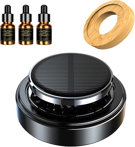 Ambientador de aire para automóvil con energía solar con 3 aceites esenciales, difusor giratorio de aromaterapia para automóvil, perfume, fragancia,