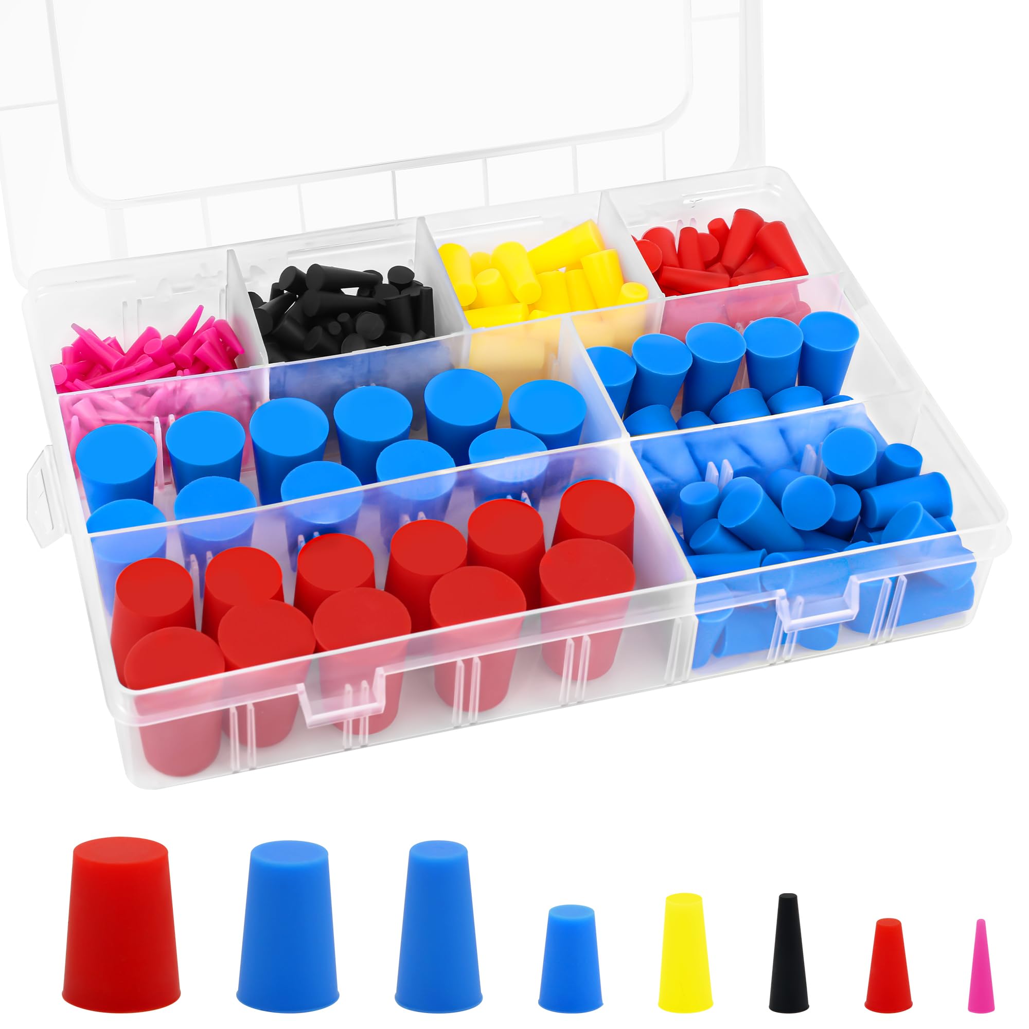 Silicone Rubber Stoppers - 260 Pcs, 8 Sizes -1