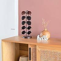 Vista 3 de Mkono Sunglasses Organizer Glasses Holder Stand Sunglass Storage Eyeglasses Rack Metal Frame with Wood Base for 5 Pairs of Eyewear Display for Table