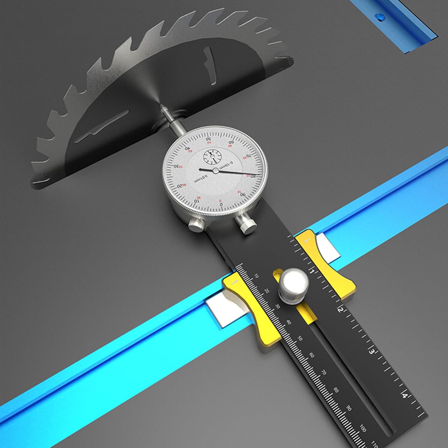 Table Saw Miter Gauge with Dial Indicator, Workshop Calibration Tool for Table Saws, Band Saws, Drill Presses, Accurate Alignment and Calibrating Work Shop Machinery