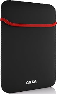Gizga Essentials Reversible Laptop Sleeve 14.1 Inch, Dual Color Neoprene Laptop Cover, Zipperless, Waterproof, Slim Fit Laptop Case for HP Dell Lenovo Asus Acer, MacBook, Mouse Pad Use (Red/Black)
