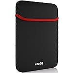 Gizga Essentials Reversible Laptop Sleeve 14.1 Inch, Dual Color Neoprene Laptop Cover, Zipperless, Waterproof, Slim Fit Laptop Case for HP Dell Lenovo Asus Acer, MacBook, Mouse Pad Use (Red/Black)
