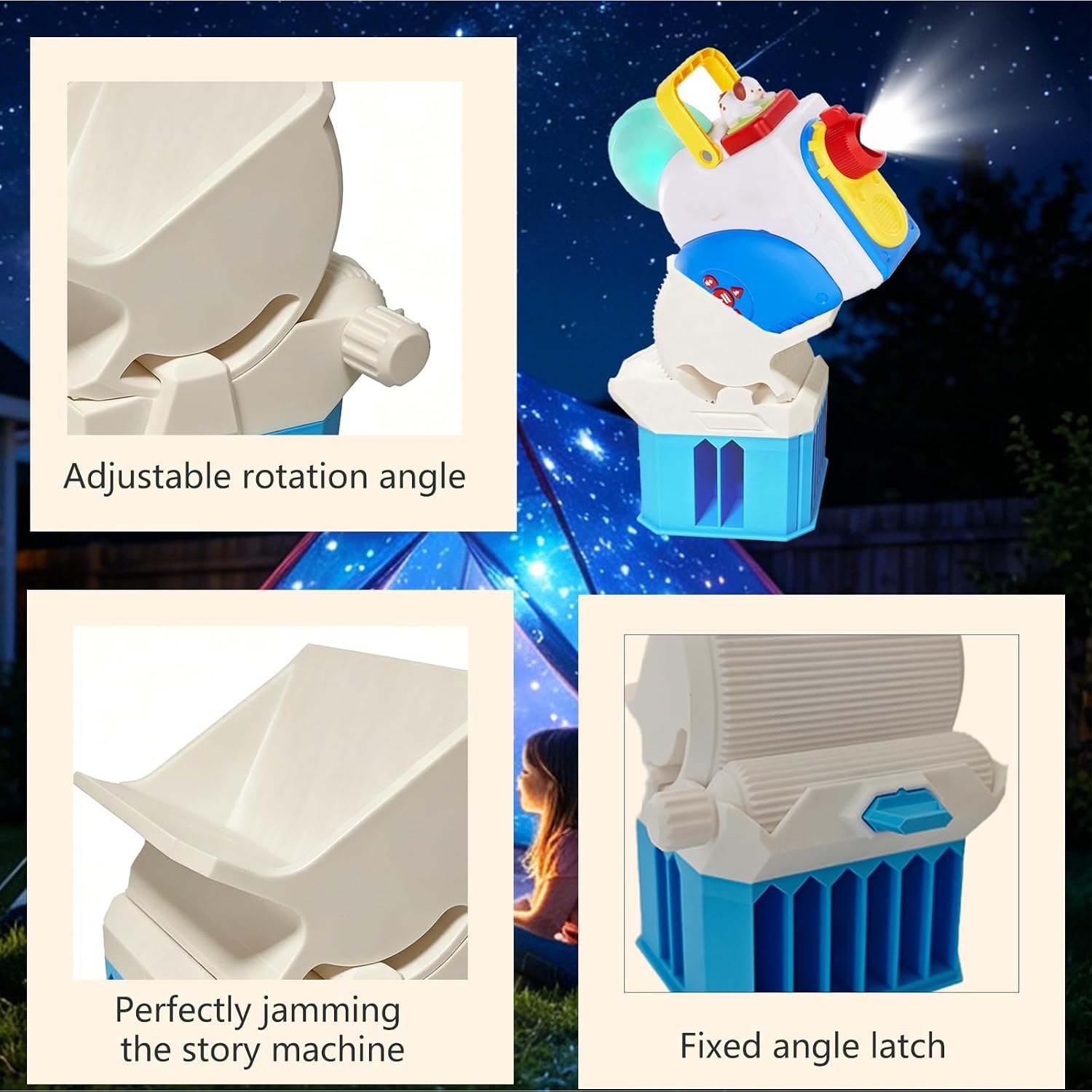Adjustable Projector Stand Designed Exclusively for Little Tikes Story Dream Machine， Viewing Angle and Features a Stable Base Accessory with Storage for Little Tikes Story Dream Machine Books