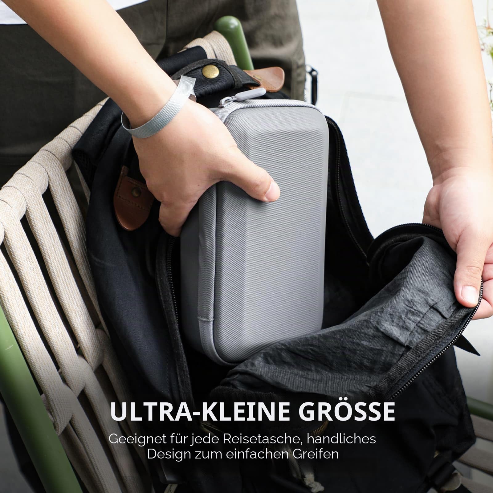 Osmo 7P Tasche, tragbare Aufbewahrungstasche, kompakte Tragetasche für DJI Osmo Mobile 7P Vlog Combo Zubehör, Hellgrau [Nur Hülle]
