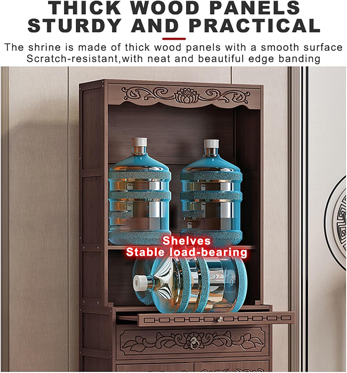 Altar Table,Niche Display Stand,Chinese Cabinet Pedestal Offering Table,with Drawers and Storage,for Temples Living Room.(16.93x14.96x66.92in)