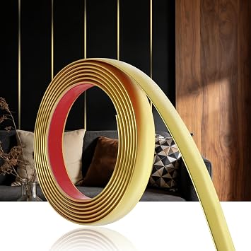 Gold Peel and Stick Wall Trim, 0.78" x 10Ft Flexible Self-Adhesive Molding Trim, Mirror Frame, Tile, Baseboard, Waterproof Decorative Edge