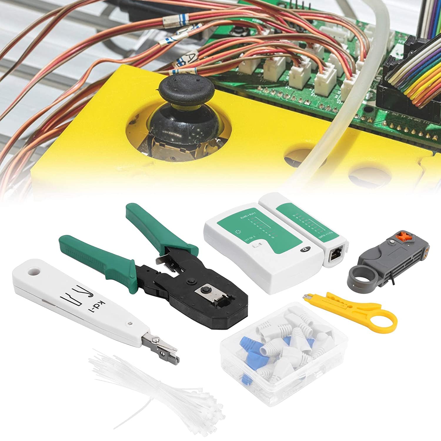 Network Wiring Tool, Network Tool Repair Kit Crimping Tool Kit, for Network Maintenacnce 9V