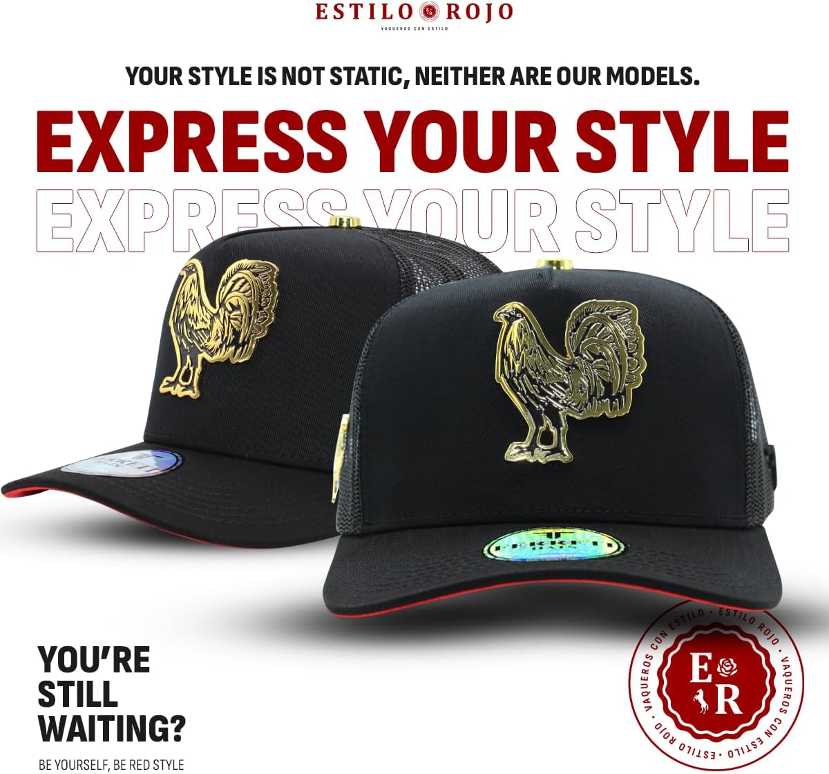 Hats FT62M Gallo Black Baseball Cap - Premium Rooster Hat for Men and Women, Ball Caps for Men for Any Occasion, Rooster Trucker Hat, Gorra para Hombre Ajustable