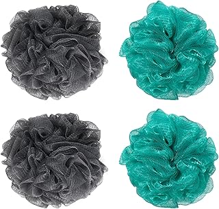 Shower Loofah,4pcs Bath Sponge,Shower Puff,Mesh Bath Sponge,Body Scrubber for Women and Men,Men Women Bathing Accessories,Ponge Mesh Loofah Body Exfoliating Shower Ball,Solid Color