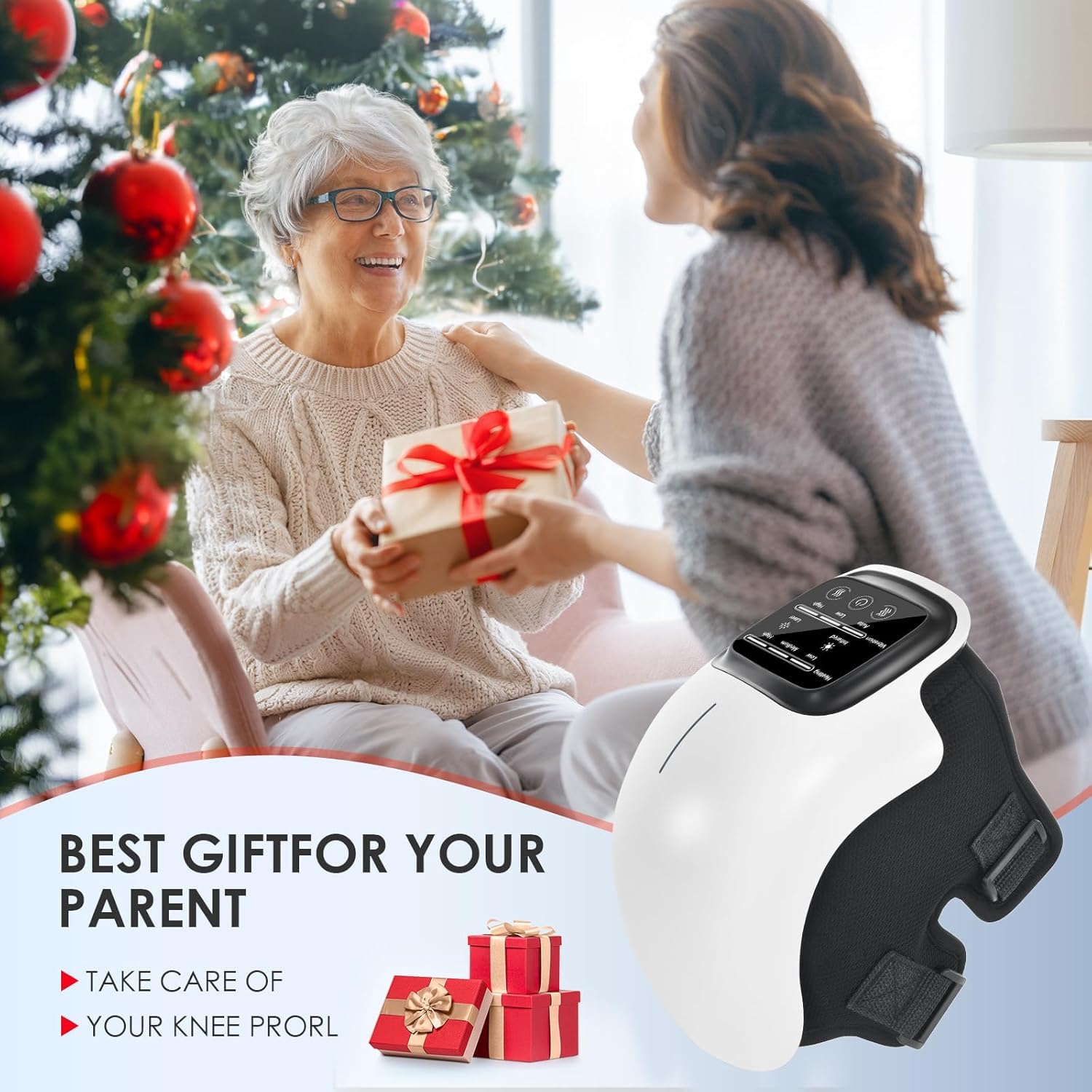 RICUZA Premium Knee Massager Joint Pain Relief with Red Light Heating Massage Therapy, Rechargeable Knee Heat Vibration Physiotherapy Machine for Arthritis, Muscle, Joint Pain for Women, Elder Age, Men RICUZA Premium Knee Massager Joint Pain Relief with Red Light Heating Massage Therapy, Rechargeable Knee Heat Vibration Physiotherapy Machine for Arthritis, Muscle, Joint Pain for Women, Elder Age, Men