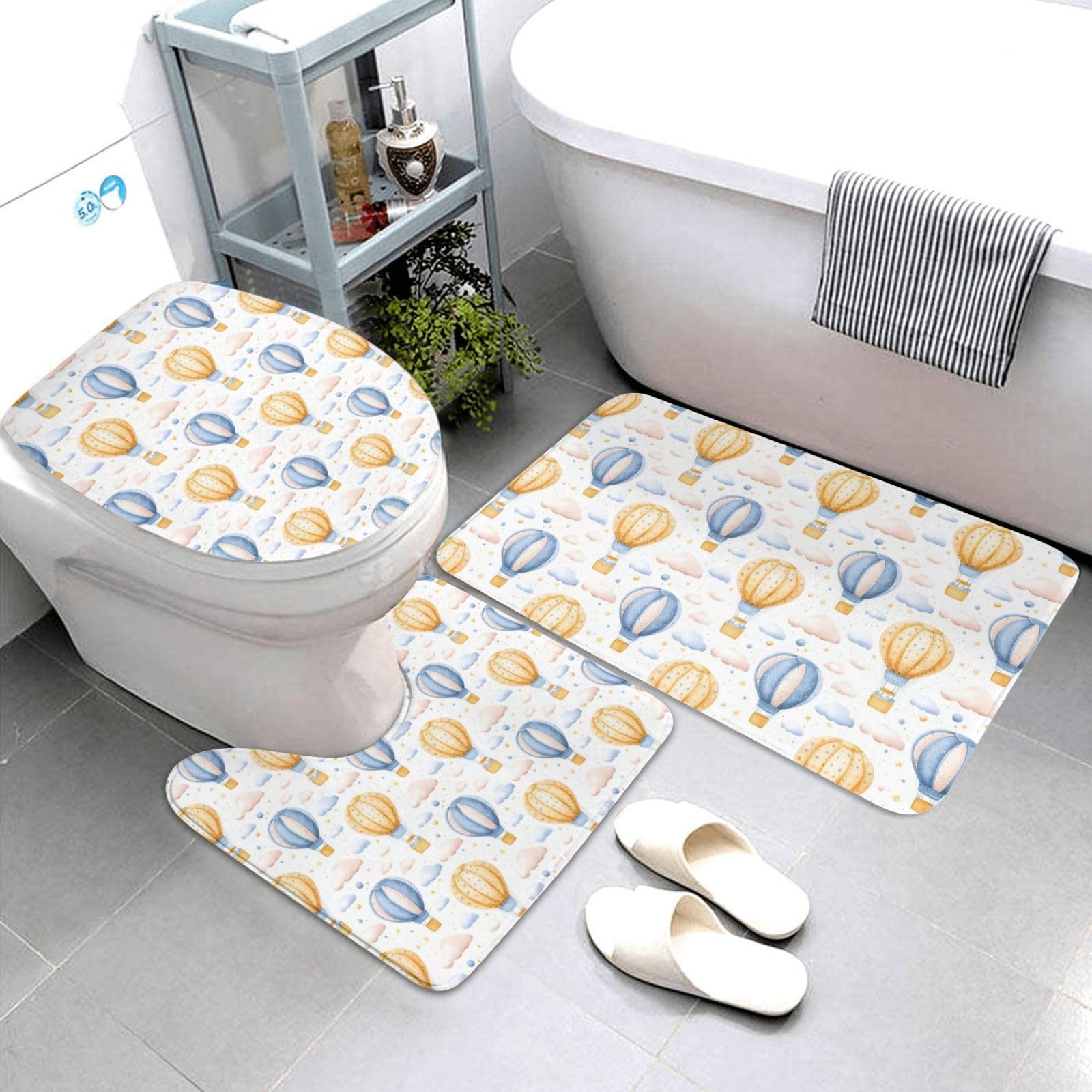 Tapis de salle de bain motif montgolfière pour une ambiance nuage douce