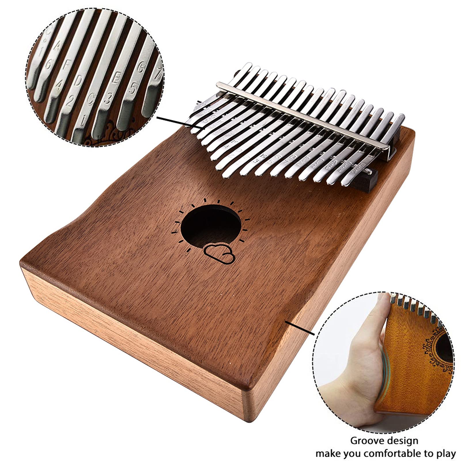 Kalimba, Instrument de Musique Adulte Piano à Pouce Thumb Piano 17 Touches Instrument de Musique Portable Cadeaux pour Enfants et Adultes Débutants