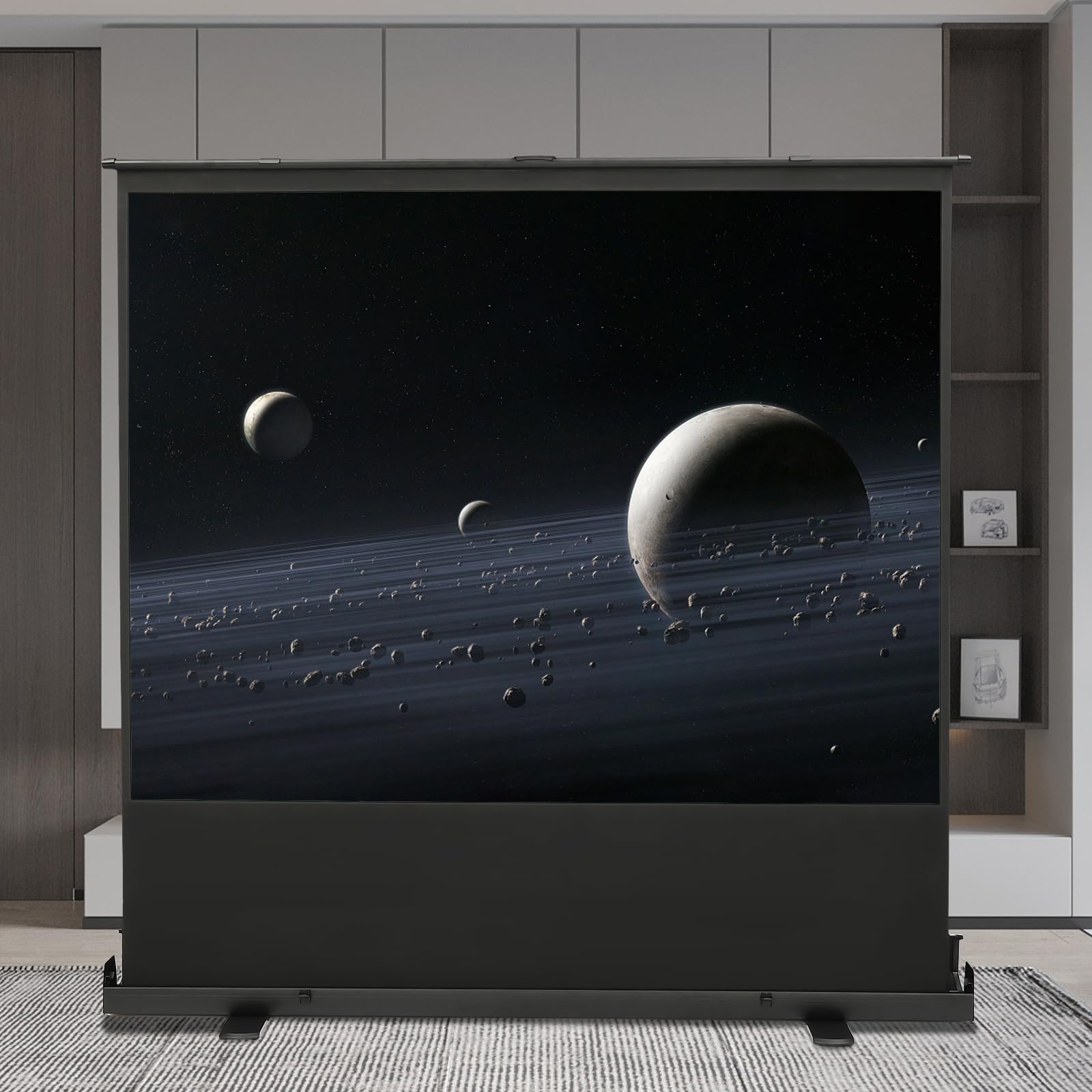 Tela autoportante da pavimento, schermo di proiezione HD da 80 pollici, bianco opaco, area proiettore 3D, per casa, scuola (16:9, 170 x 100 cm)