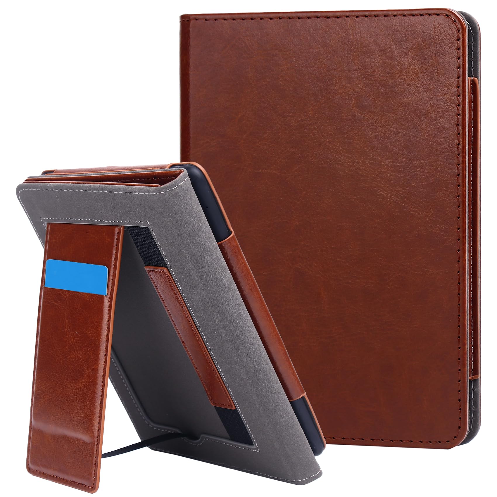 Schutzhülle mit Standfunktion für Kindle Paperwhite (12. / 11. Generation 2024/2021) und Kindle Colorsoft Signature Edition, schmal, strapazierfähig, PU-Leder, Handschlaufe, automatische Wake