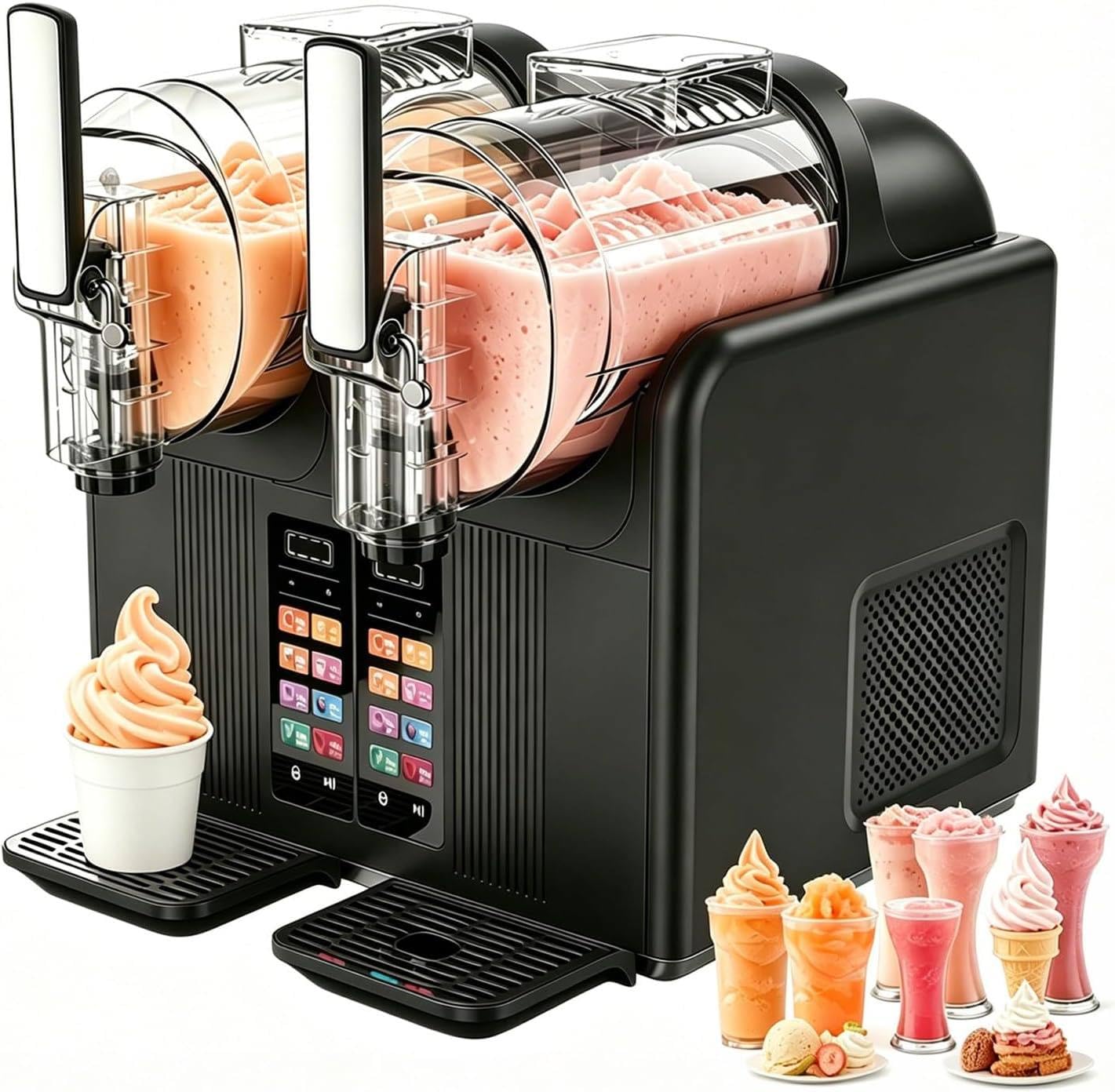 XUXIAO Double Tank Slush Machine, 430w Cold Drink Maker Black