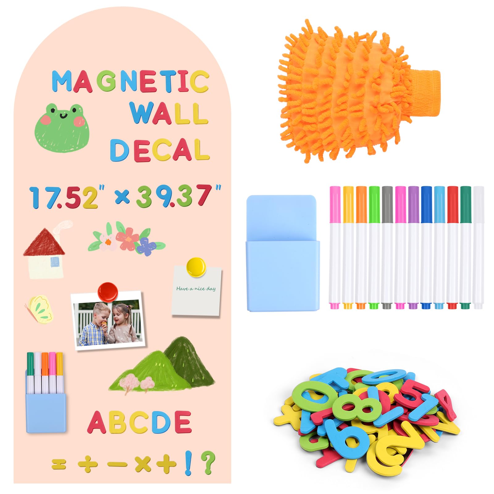 Pizarra Magnetica Infantil 44,5x100cm Papel Adhesivo Pared Tablero Autoadhesivo Recortable con Rotuladores Magnéticos