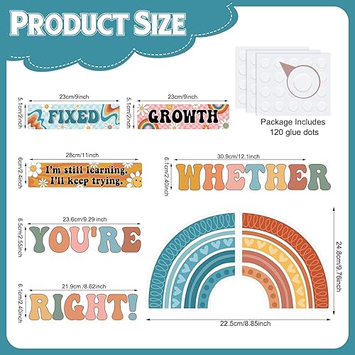 Miniatura 2 de Juego de 38 pósteres de mentalidad de crecimiento, juego de tablones de anuncios, póster inspirador para aula, póster motivacional para decoración