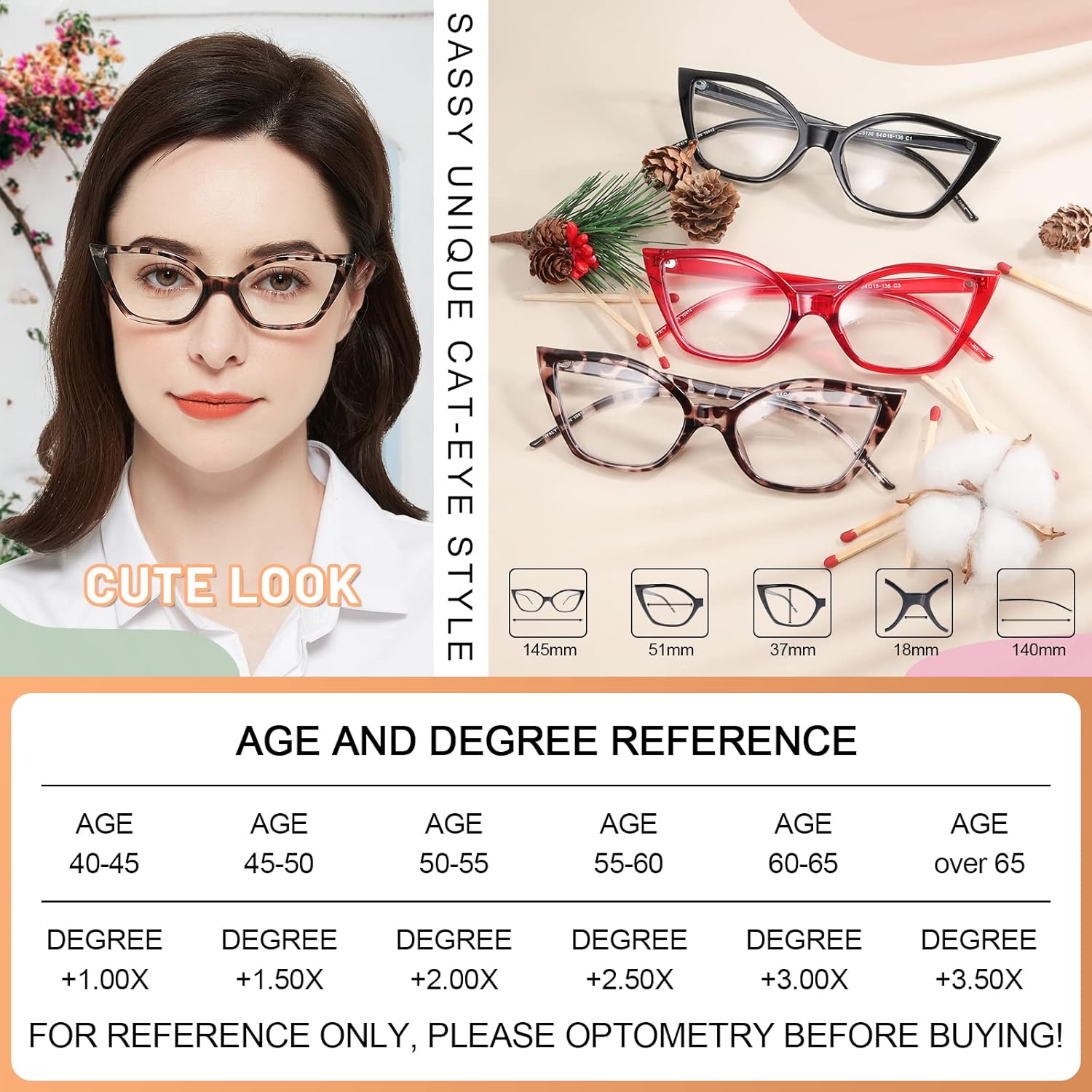 MARE AZZURO Cat Eye Bifocal Reading Glasses Women Blue Light Blocking Readers 1.0 1.25 1.5 1.75 2.0 2.25 2.5 2.75 3.0 3.5 - Image 5
