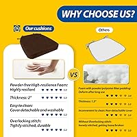 Vista 9 de AAAAAcessories D-Shaped Chair Cushions, 2" Thick Dining Chair Pads with Ties and Removable, Machine-Washable Cover, 17" x 16", Brown
