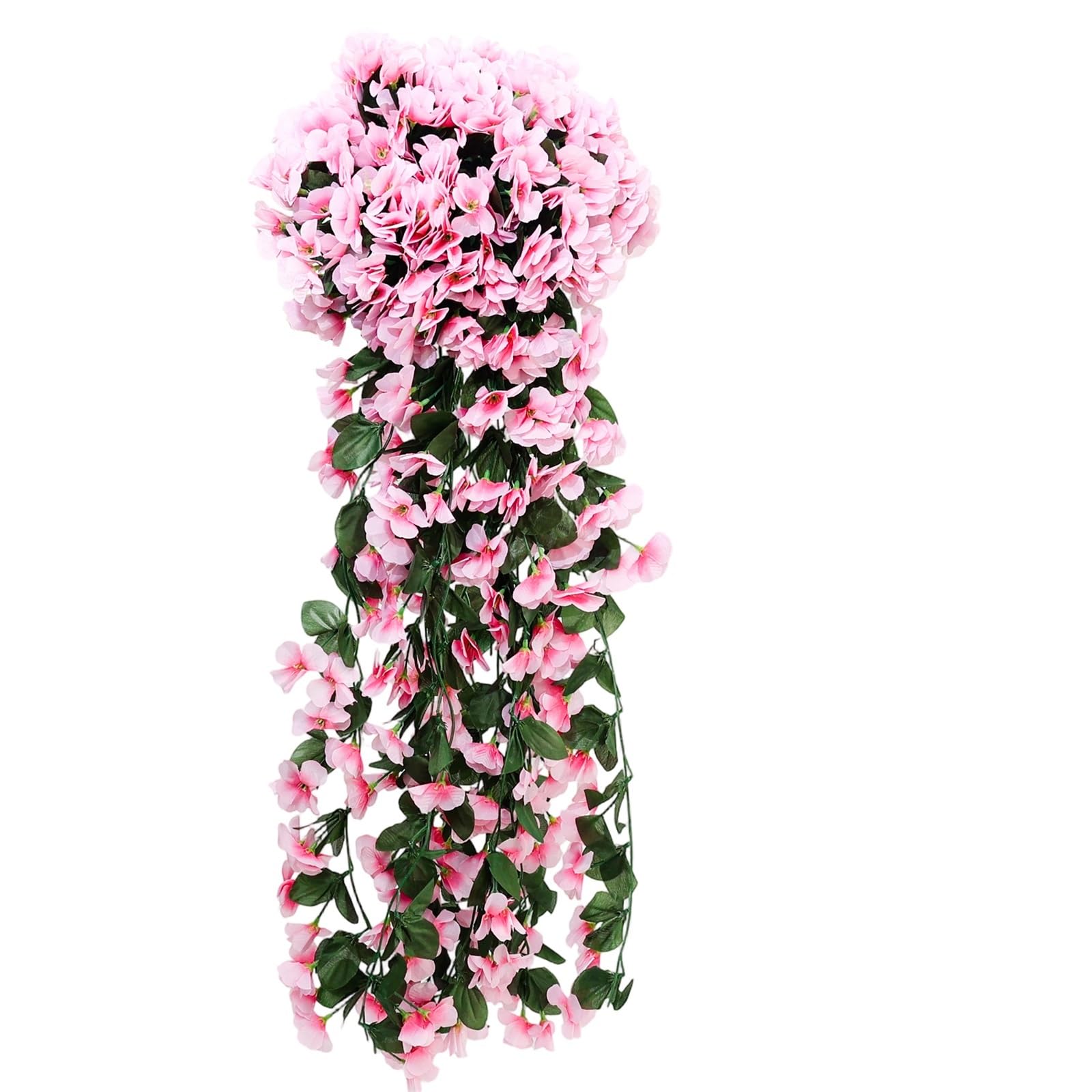 Dcrxz Artificial Flowers 2pcs 85cm Artificial Violet Hanging Flower Silk Flower Vines Home Party Wedding Fake Flower Rattan Garden DIY Craft Decoration Supply(Pink)