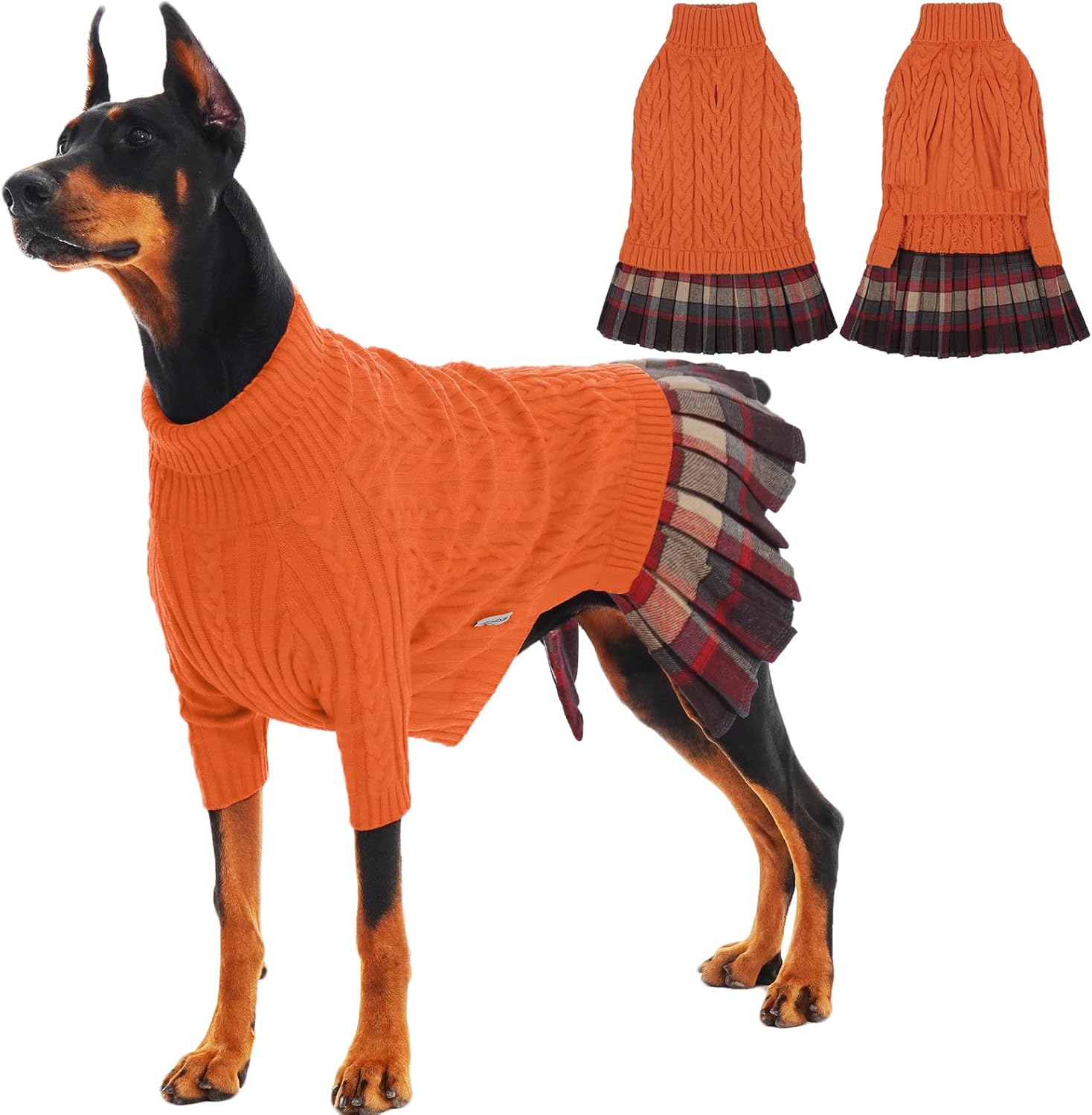 IECOii Big Girl Dog Sweater Dress, Cable Knit Sweater for Extra Large Dogs Girl,Purple,4XL, Cute Dog Warm Dress for Fall Winter, Good Stretcy Fit Knitwear for Giant Breed Dogs Female Indoor & Outdoor