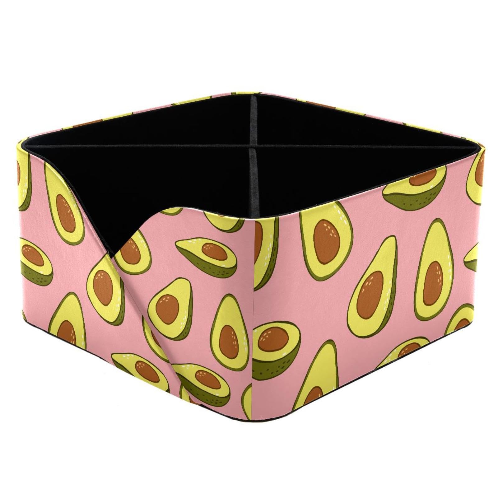 KengjuTesu Fruit Avocado Pattern Desktop Organizer Pen Holder, Rectangular Pencil Cup for Office, Study and Makeup Stations