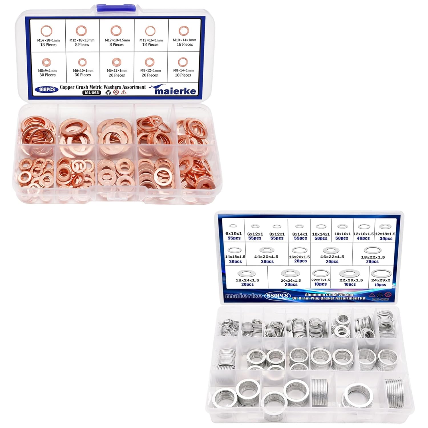Crush Washer Assortment Kit Copper and Aluminum