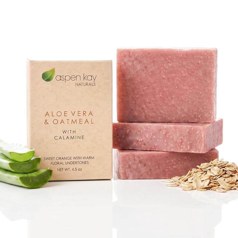 Sabonete em barra com calamina, aloe vera orgânica e aveia coloidal — Pacote com 3