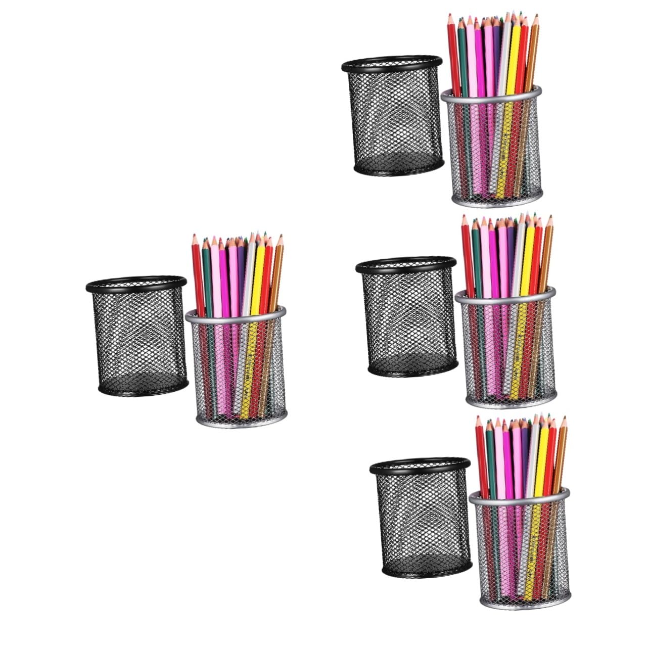 Organiseur de bureau métal LALAFINA 8 pièces pot à stylos maille