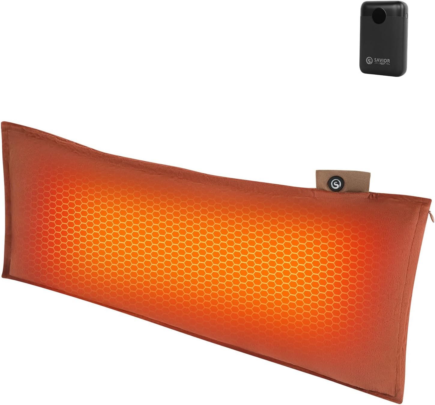 SAVIOR HEAT Rechargeable Heated Throw Pillow Cover 10,000mAh Battery Operated USB Heating Pillows Lumbar Support Cushion for Office Chair Car Abdomen Neck Waist Back Pain Relief Period Cramp