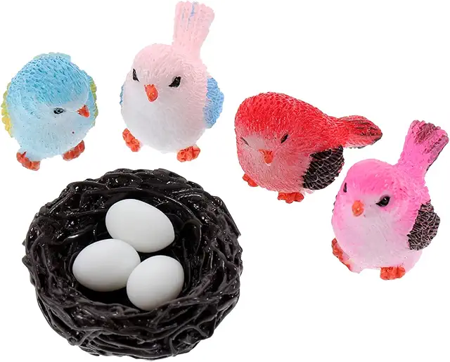 HAPINARY Small Bird Figurines Set - Beeldjes Vogeltjes for Micro Landscape Decor