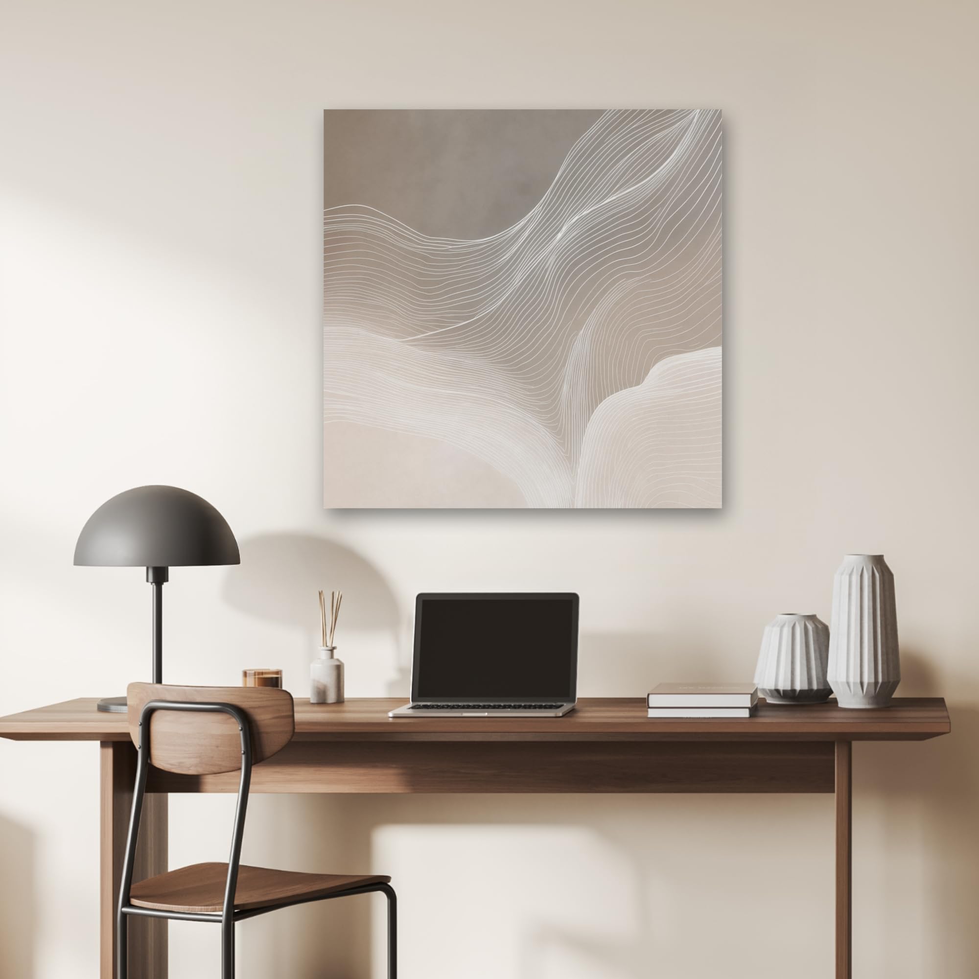 MuchoWow© Fieltros Ornamentales Sala Modernidad 80x80 cm Para Cuarto Principal Elemento Pared Matrimonio Wall Art Líneas Onduladas - Corrientes De Aire - Armónico