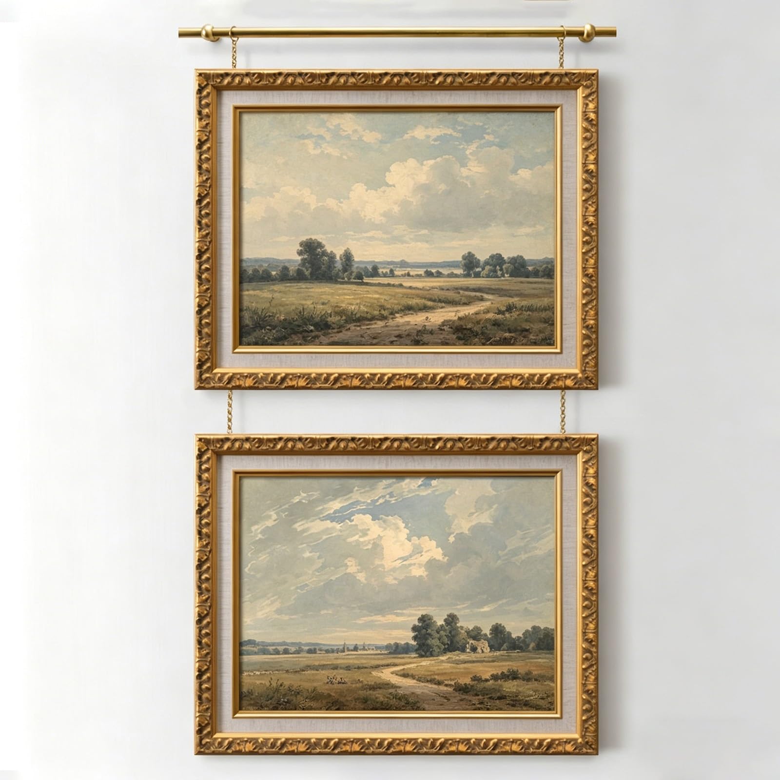 Galerieschienen für Bilder aus Messing, Bilderschienen mit Draht, Frei Verstellbar, Geeignet für Zuhause, Büro, Wandmontage(2.5m/98.5in)