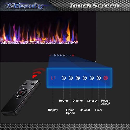 Miniatura 15 de Xbeauty Chimenea eléctrica de 36 pulgadas empotrada en la pared y montada en la pared, calentador de chimenea de 1500 W y chimenea lineal