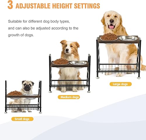 Miniatura 4 de Vanansa Cuencos elevados para perros, cuencos elevados de comida para perros, cuencos elevados ajustables para perros pequeños, medianos y grandes