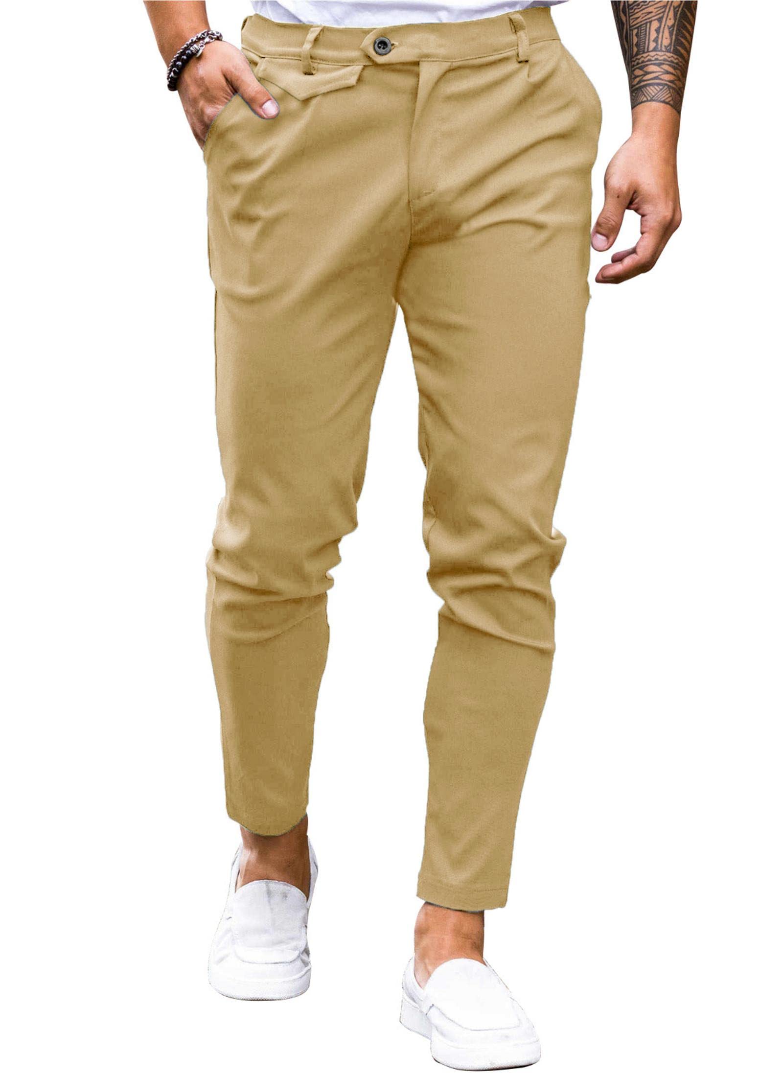 Coutgo mens Modern/Fitted Casual Pants