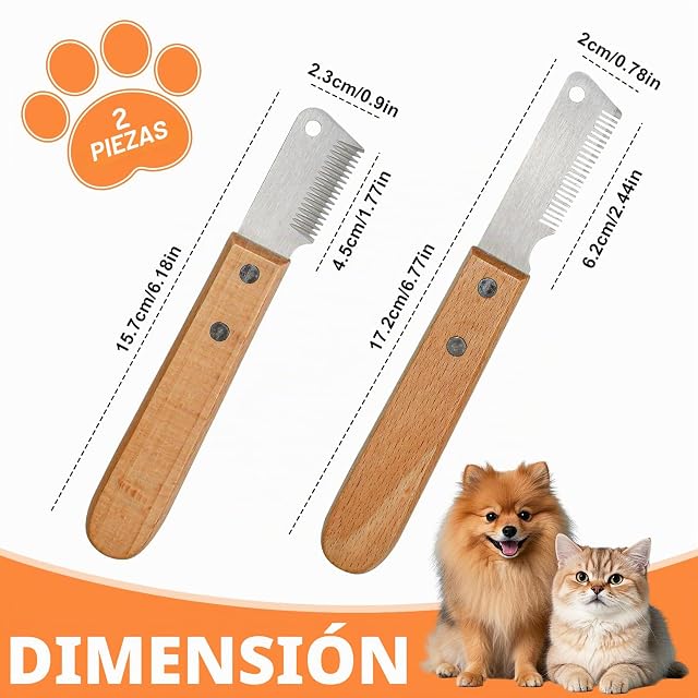 Foto 2 de 7 de Zuxbolf 2 Peines para Quitar Pelo Muerto de Perros de Pelo Corto Cuchilla para Quitar Nudos para Gatos…