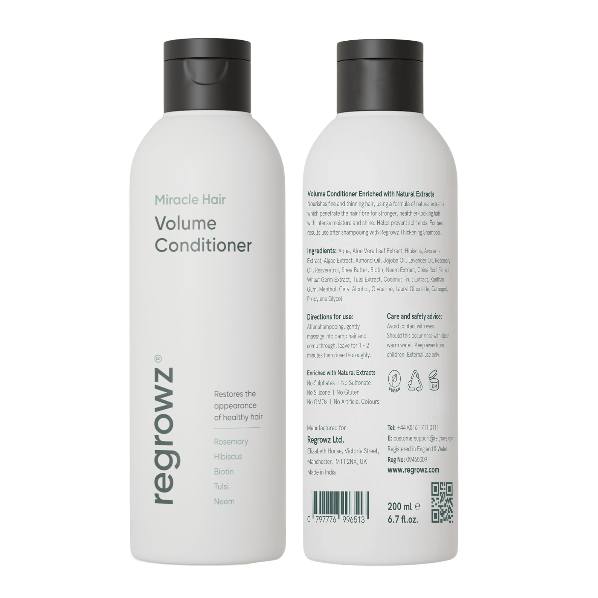 Regrowz Volume Conditioner - 200ml | Volumising & Nourishing Formula for Stronger, Healthier Hair Growth. Hair Conditioner for Women & Men.