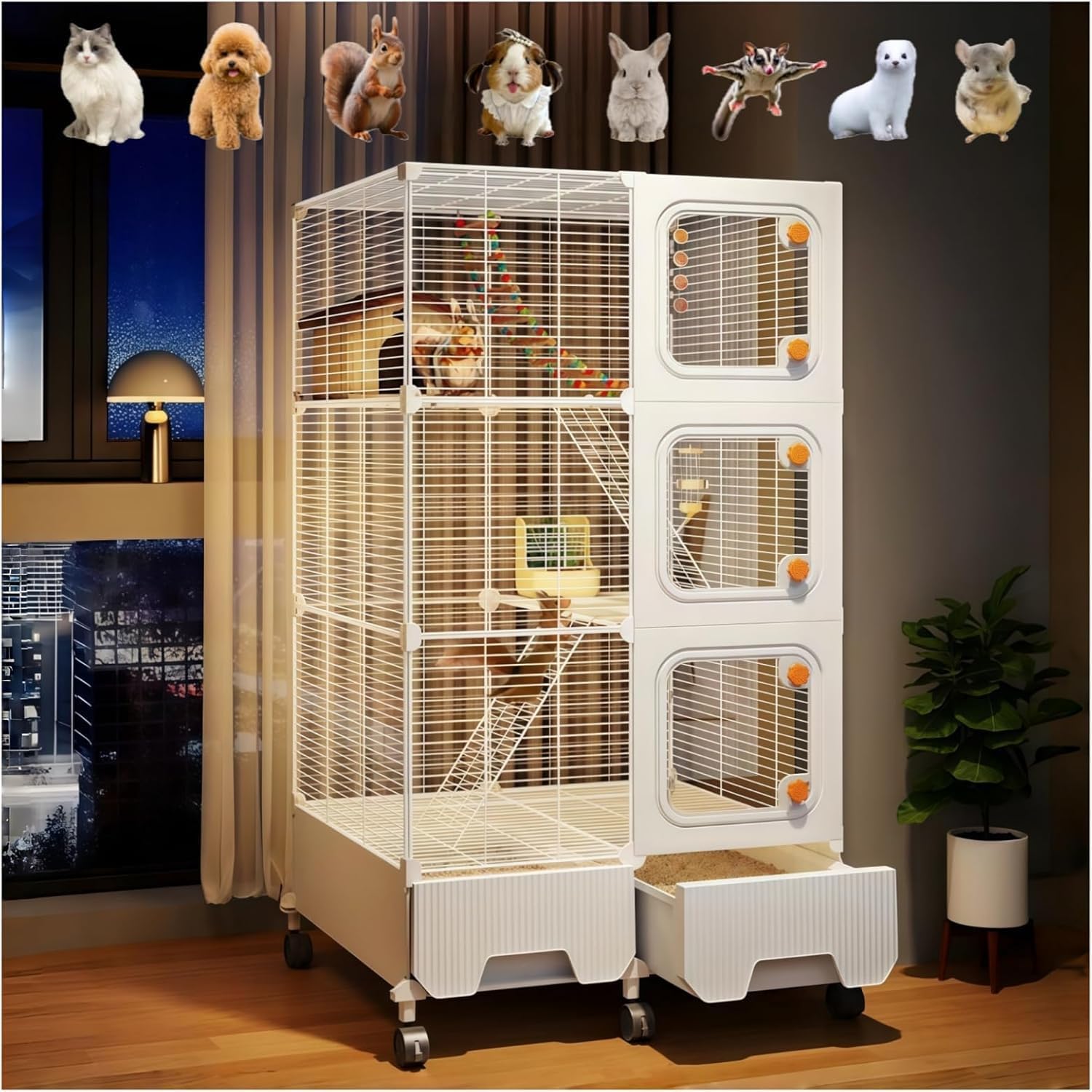 Photo 1 of Large Multi-Level Small Animal Metal Cage Indoor Play Pen, Suitable for Ferrets, Squirrels, Guinea Pigs, Rabbits, Cats, Mice, Sugar Gliders Small Animal House and Enclosure (27.9" Lx 18.1" W x51.6 H)